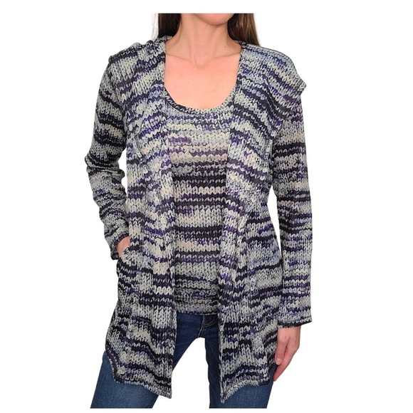 NEW David Cline Womens Hacci Tank Top Cardigan Sweater Set Size S Stretch Brown - Picture 1 of 16